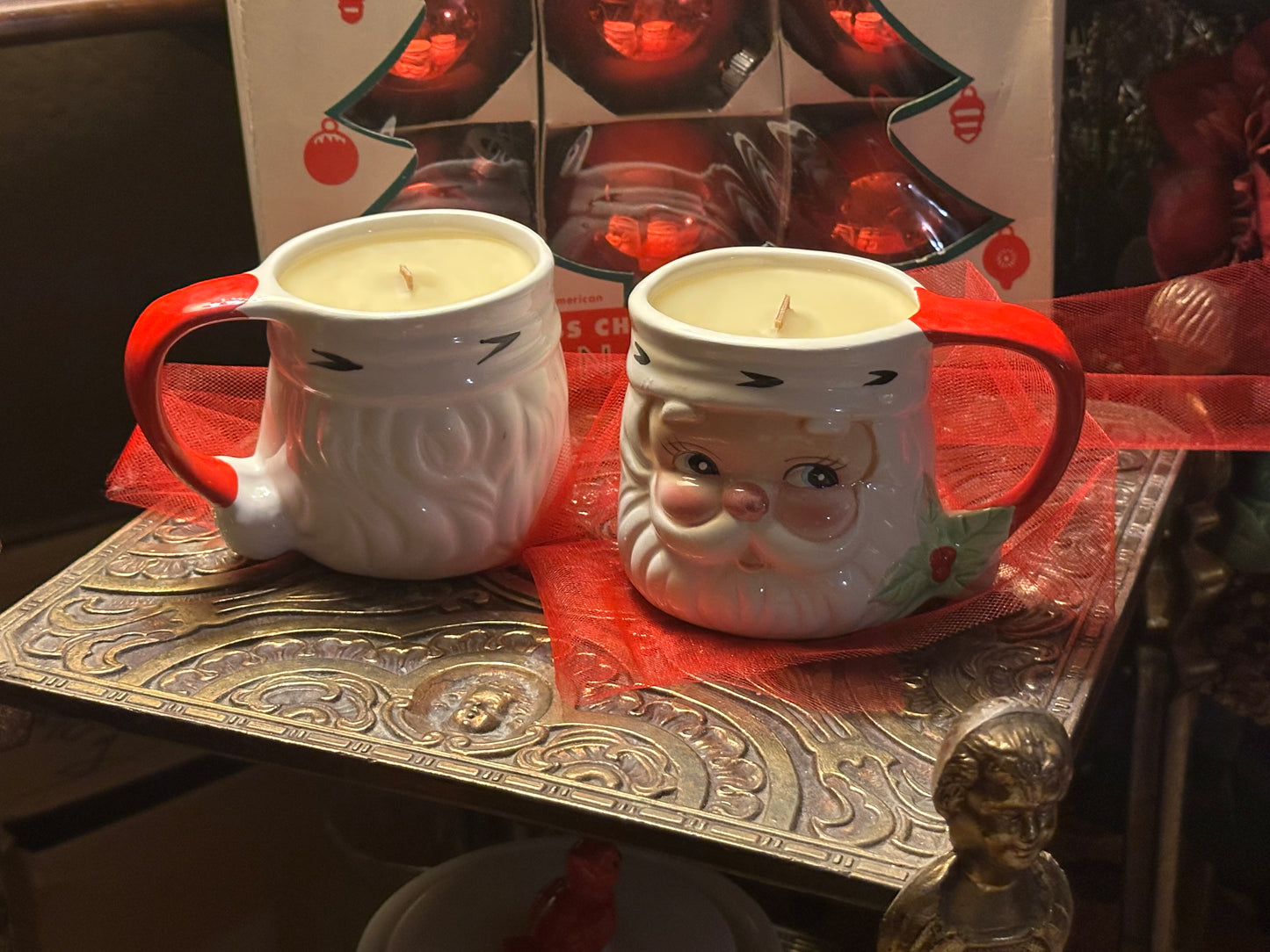 Vintage Santa Mug Beeswax Candle