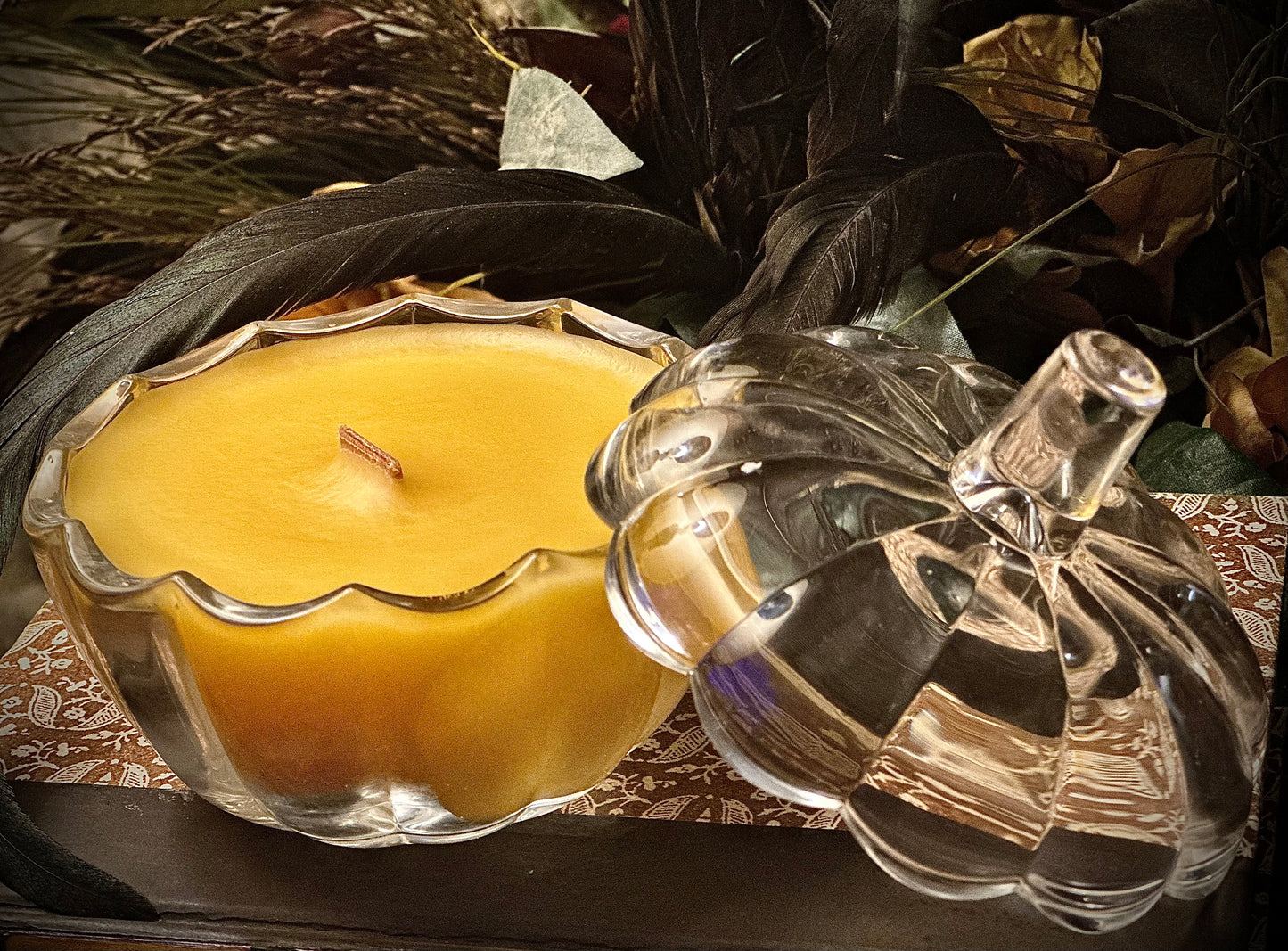 Elegant Glass Pumpkin Candle