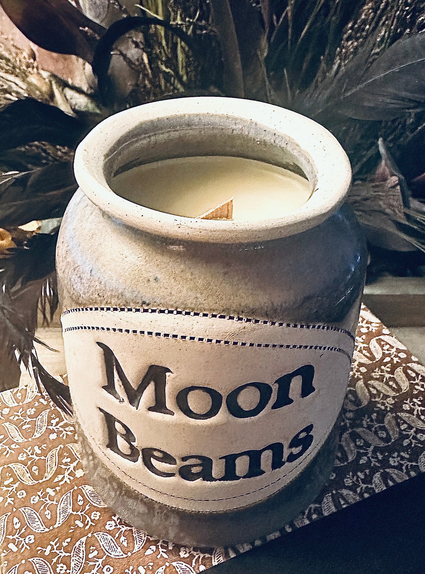Vintage Moon Beams Pottery Art Candle