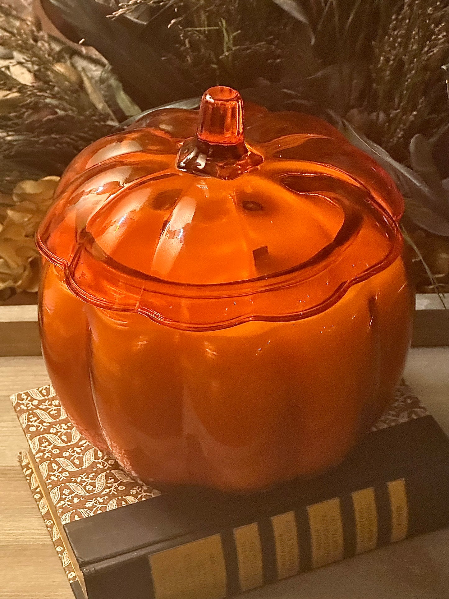 Orange Glass Large Honey Pumpkin Spice Candle