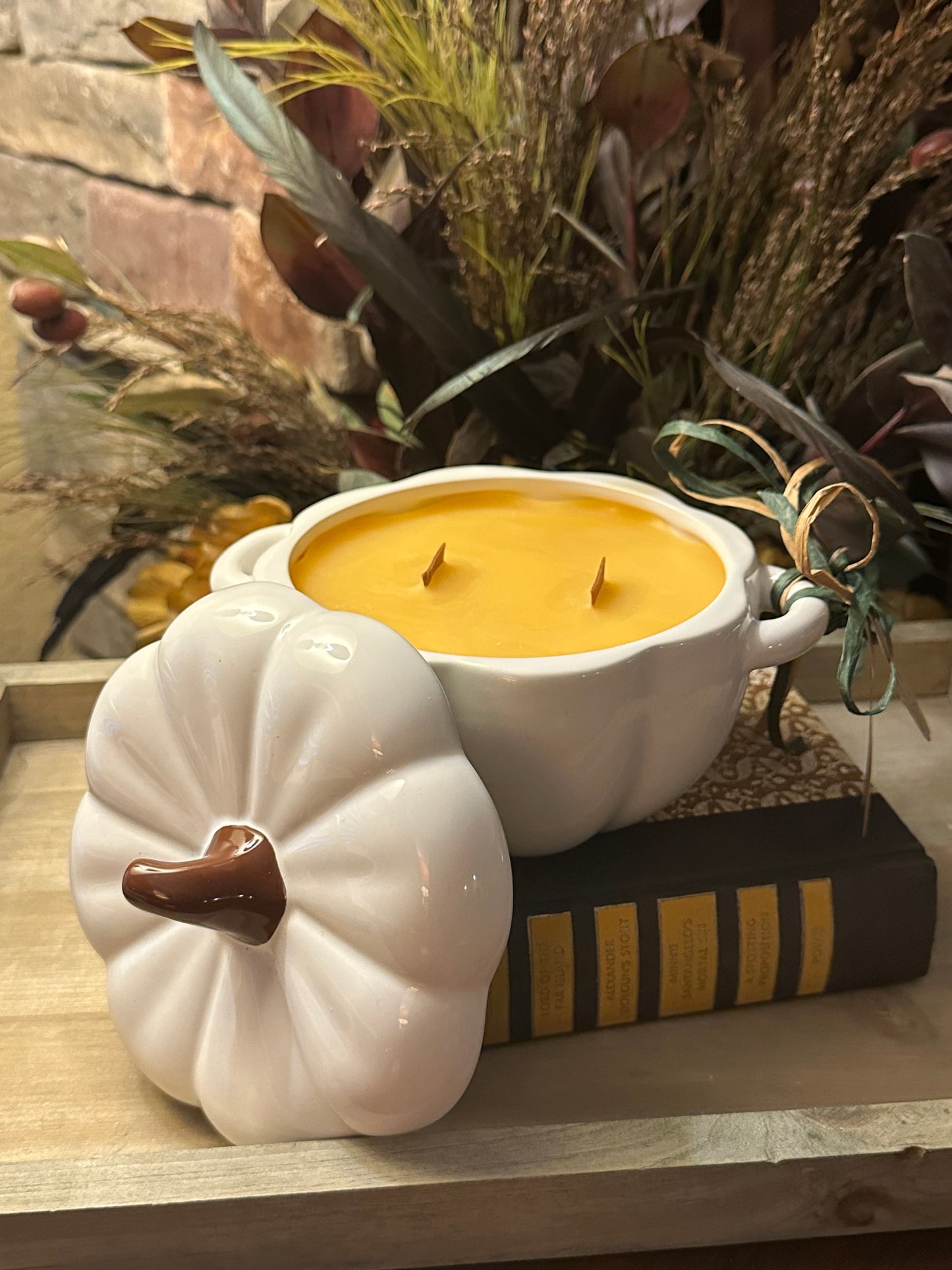 Large White Pumpkin Candle