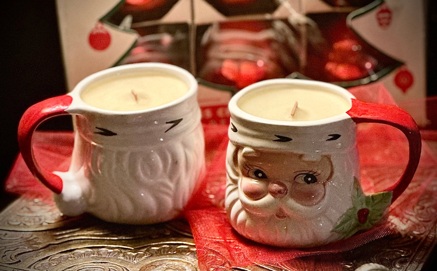 Vintage Santa Mug Beeswax Candle