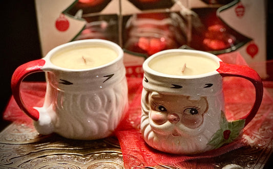 Vintage Santa Mug Beeswax Candle