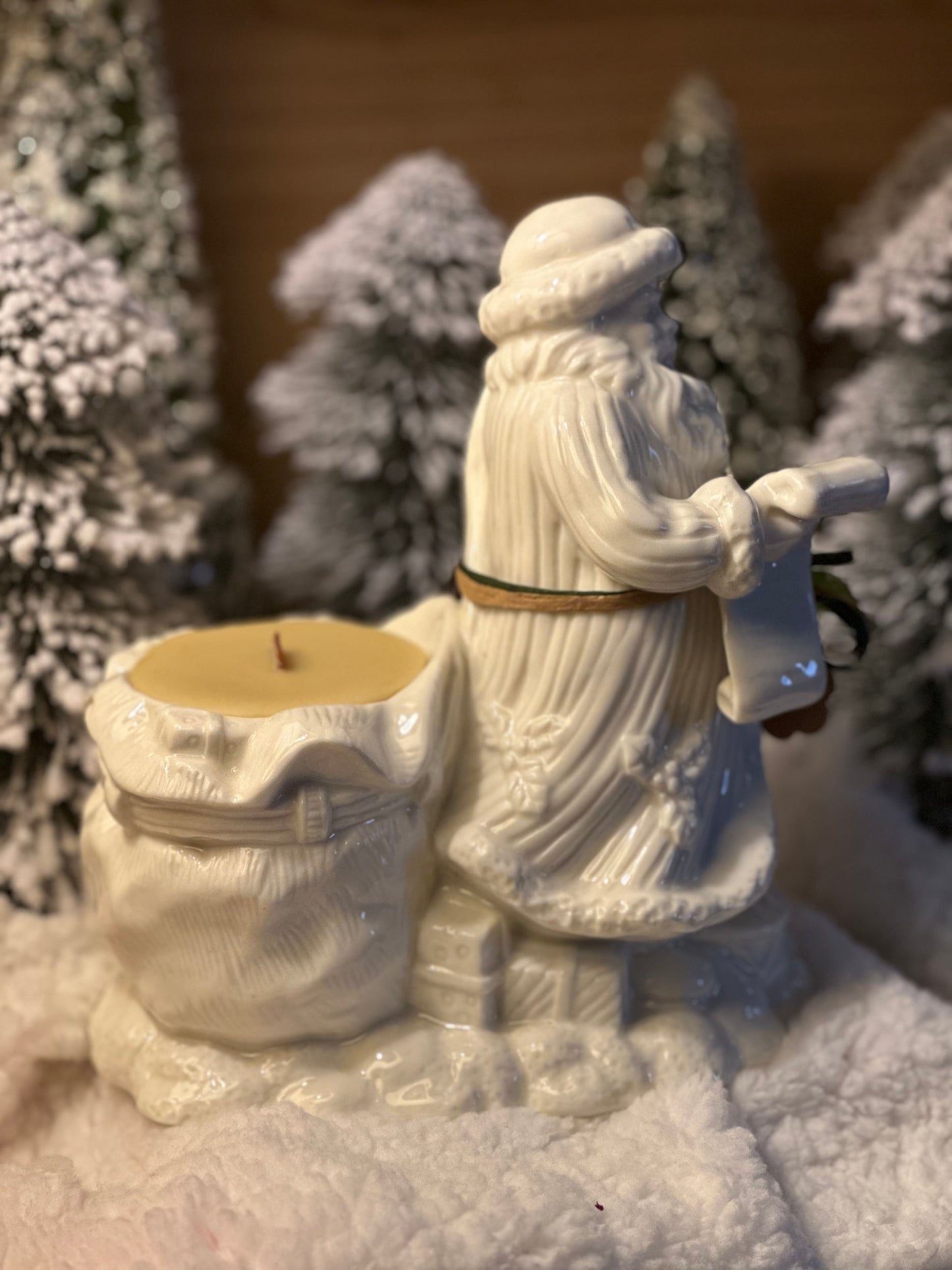 Vintage White Ceramic Santa With List