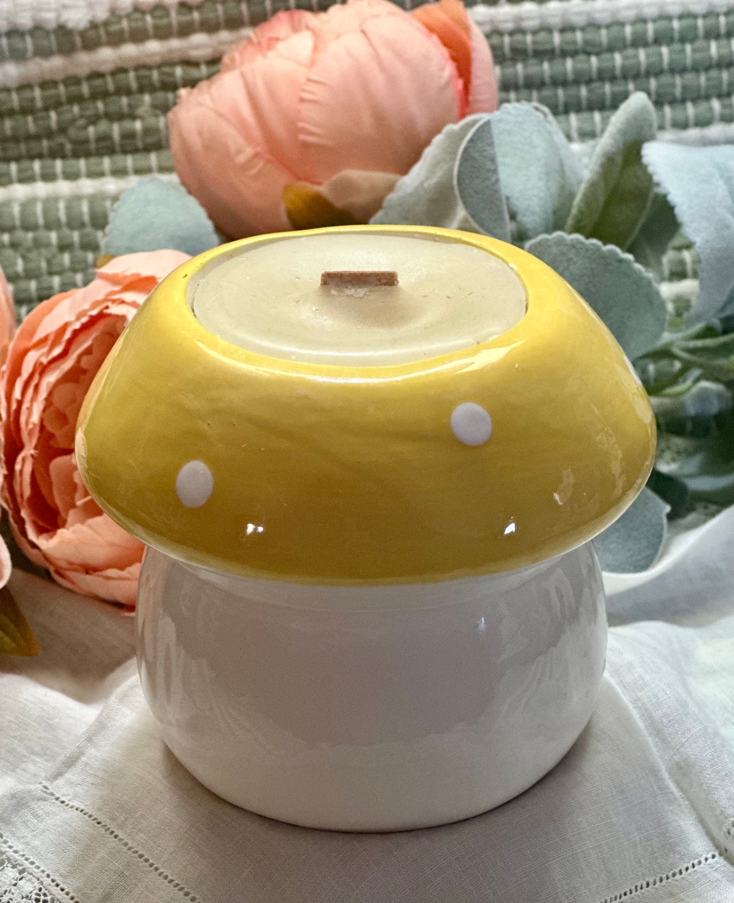 Happy Yellow Mushroom Candle