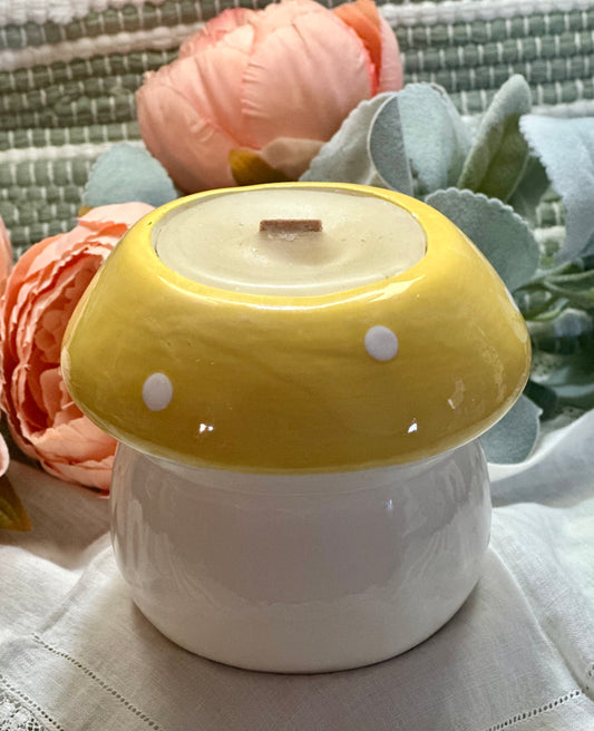 Happy Yellow Mushroom Candle