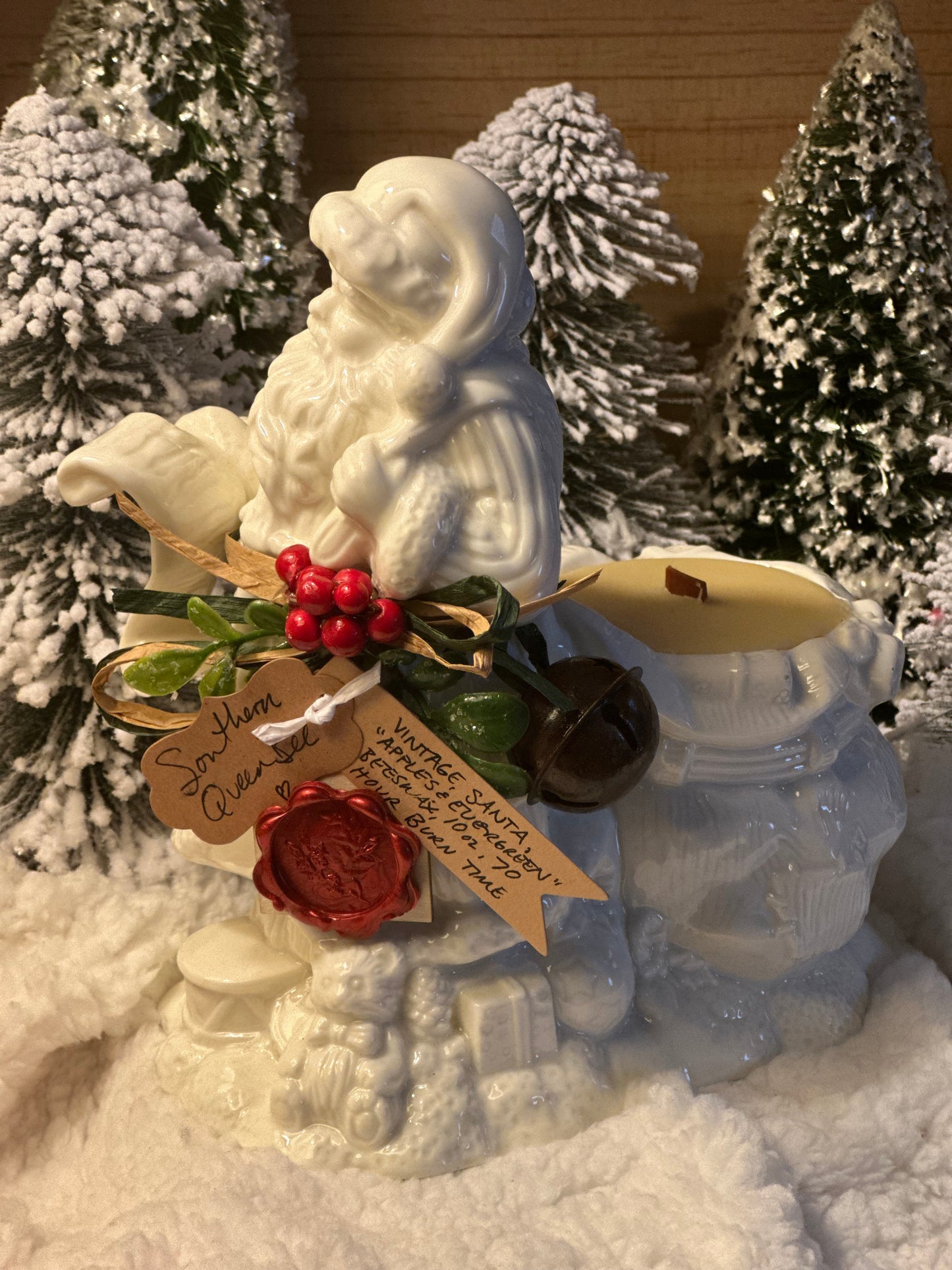 Vintage White Ceramic Santa With List