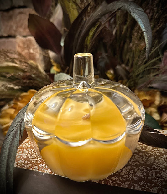 Elegant Glass Pumpkin Candle