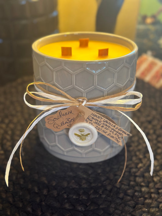 Honeycomb Grey Canister Candle