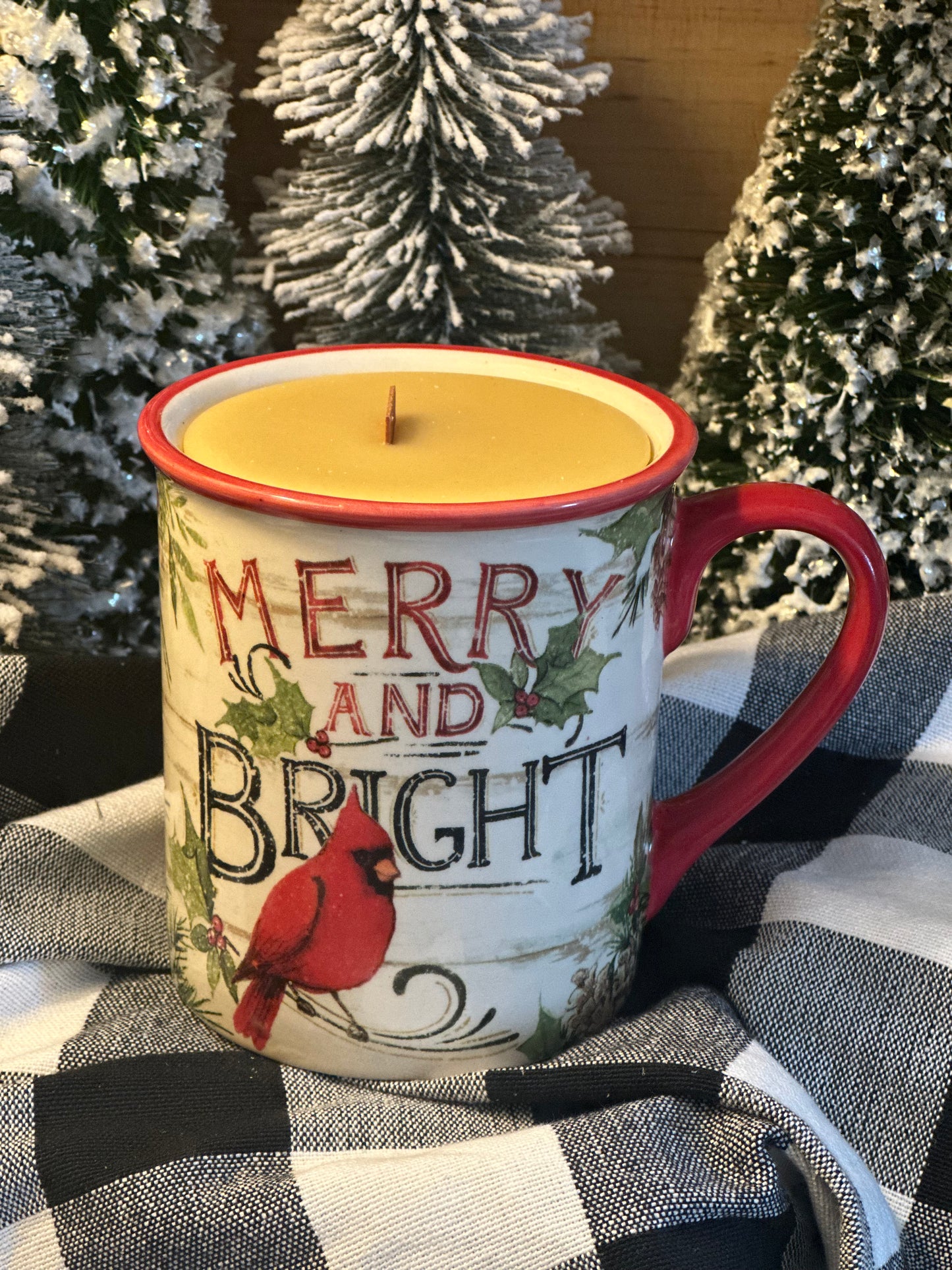 Merry and Bright Cardinal Mug Candle