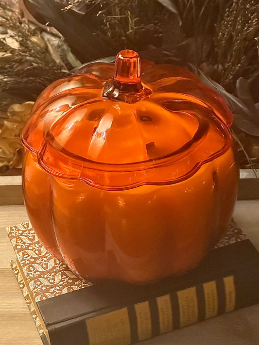Orange Glass Large Honey Pumpkin Spice Candle
