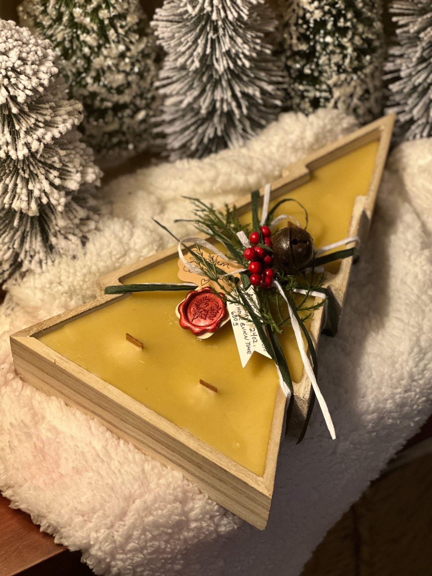 White Wood Tree Centerpiece Candle