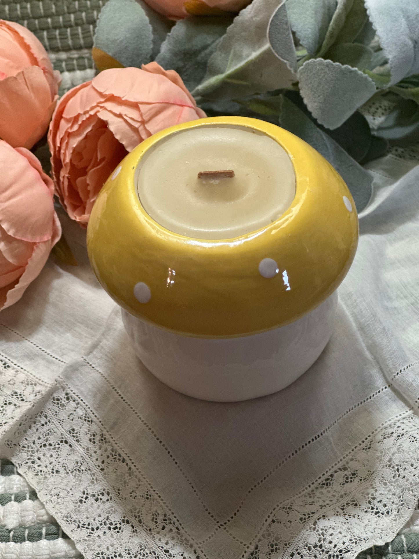 Happy Yellow Mushroom Candle
